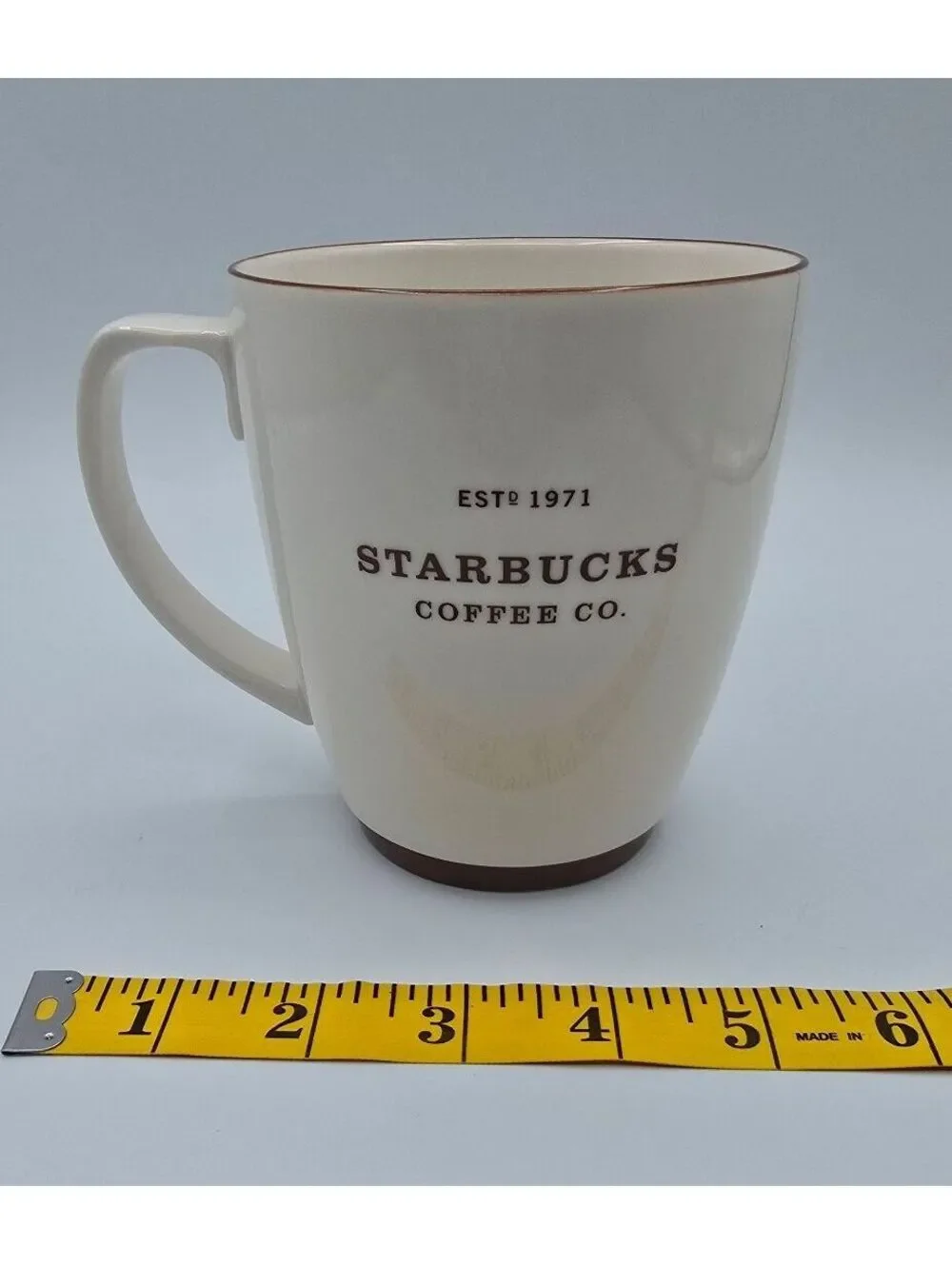 Vintage Starbucks 2006 Abbey Cream Brown Ceramic Coffee Mug